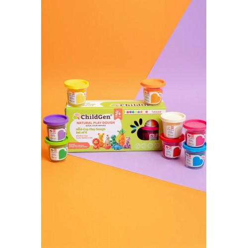 Childgen Doğal Oyun Hamuru - Mini-Cup- 8 li Set